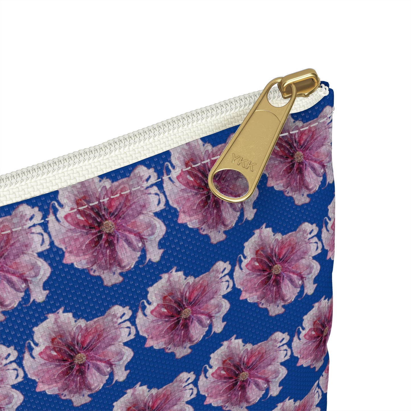 Make Up Bag - No. 269 - Purple & Pink Flower on Blue