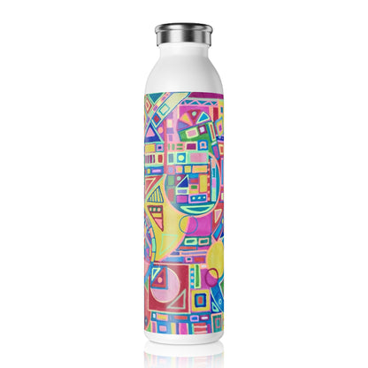 Slim Water Bottle - No. 257 'Hope' Multicoloured Abstract -  By Irish Artist Fiona de Lacy