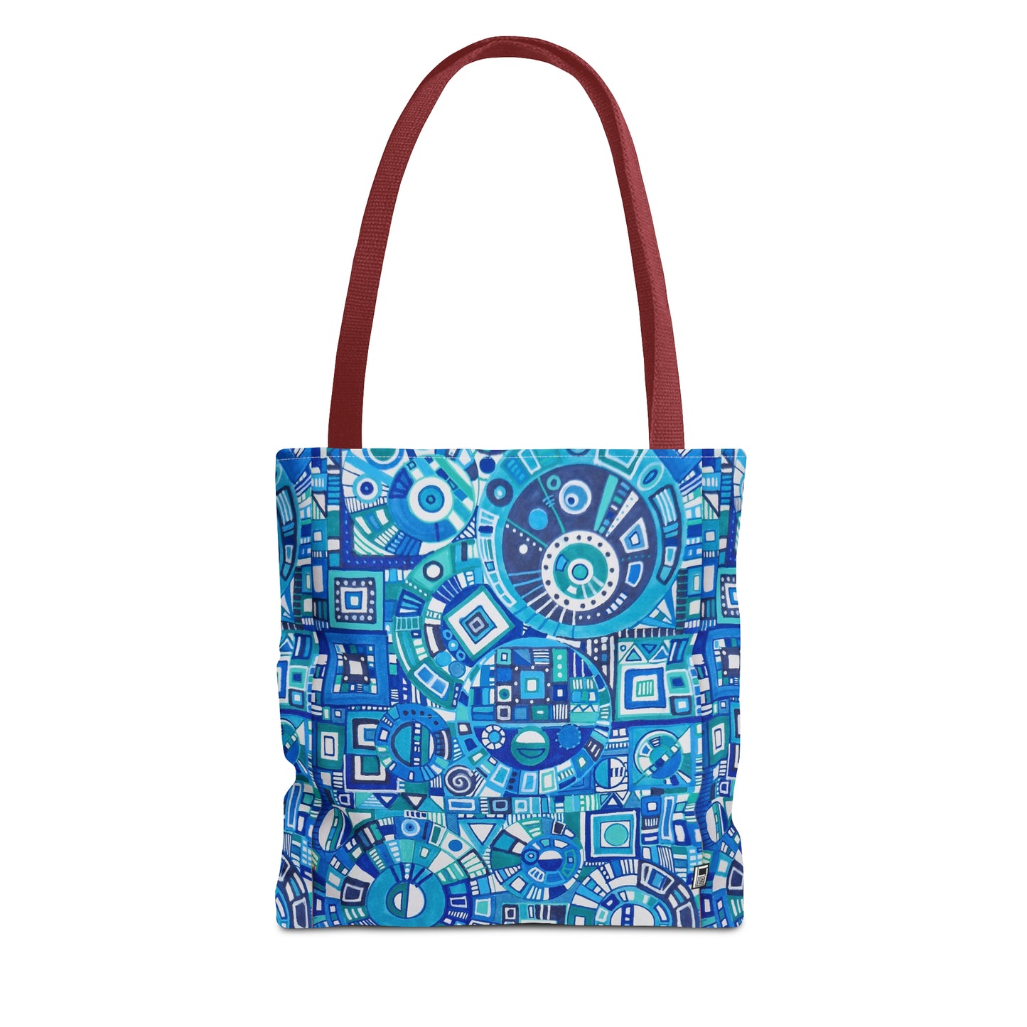 Tote Bag  - No. 262 Geometric Blue - By Irish Artist Fiona de Lacy