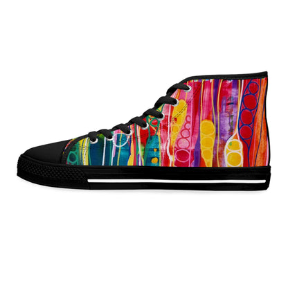 Women's High Top Sneakers, No. 237 B 'Pods' Orange Heel - Multicoloured - Designed by Irish Artist Fiona de Lacy