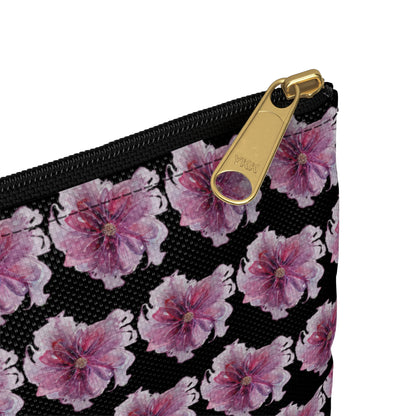 Make Up Bag - No. 269 - Purple & Pink Flower on Black