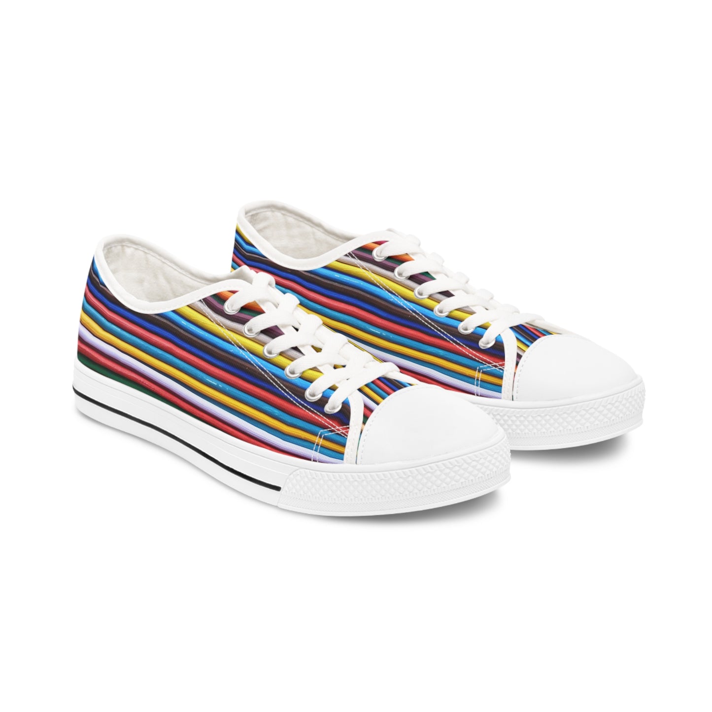Women's Low Top Sneakers, - No.307 - Multicoloured Lines - By Irish Artist Fiona de Lacy