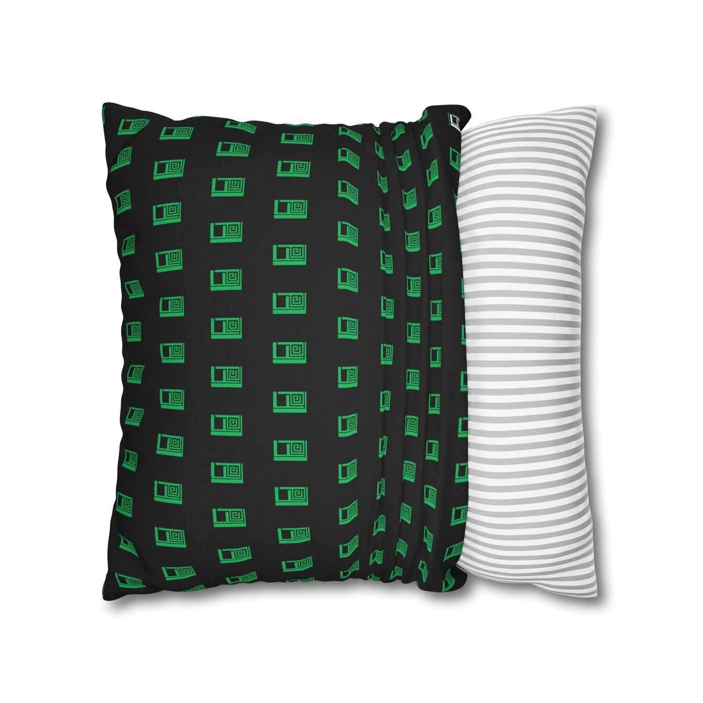 Cushion Pillow Case - No. 000GN - Green Logo on Black