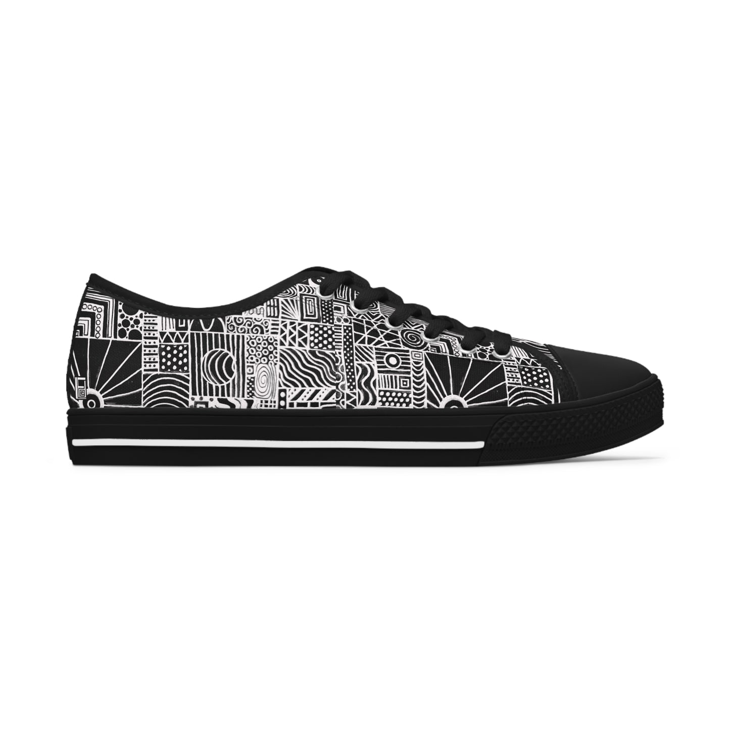 Women's Low Top Sneakers - No. 252 - Black & White - By Irish Artist Fiona de Lacy