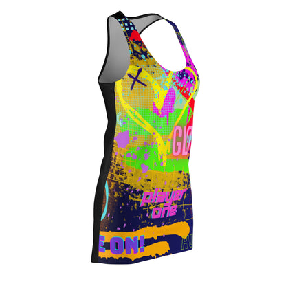 Women's Cut & Sew Racerback Dress - No 232 - 'Glow' Graffiti