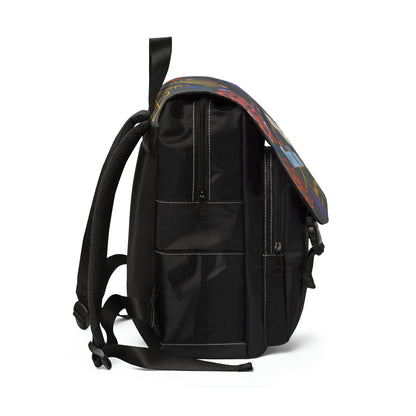 Casual Shoulder Backpack,  No. 312 - 'Thank You' on Grey - By Irish Artist Fiona de Lacy