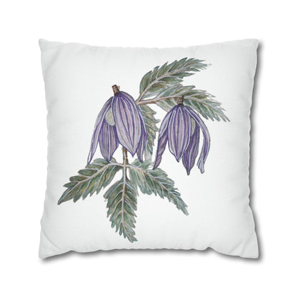 Cushion Pillow Case - No. 270 Purple Drop Flowers on White