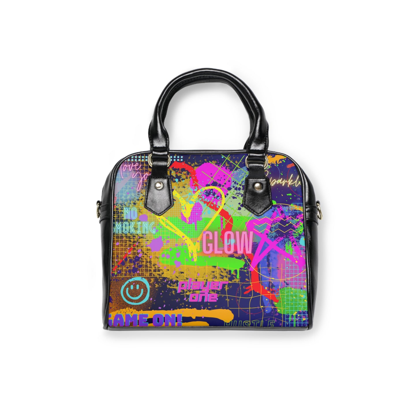 Shoulder Handbag - No. 232 - 'Glow' Graffiti