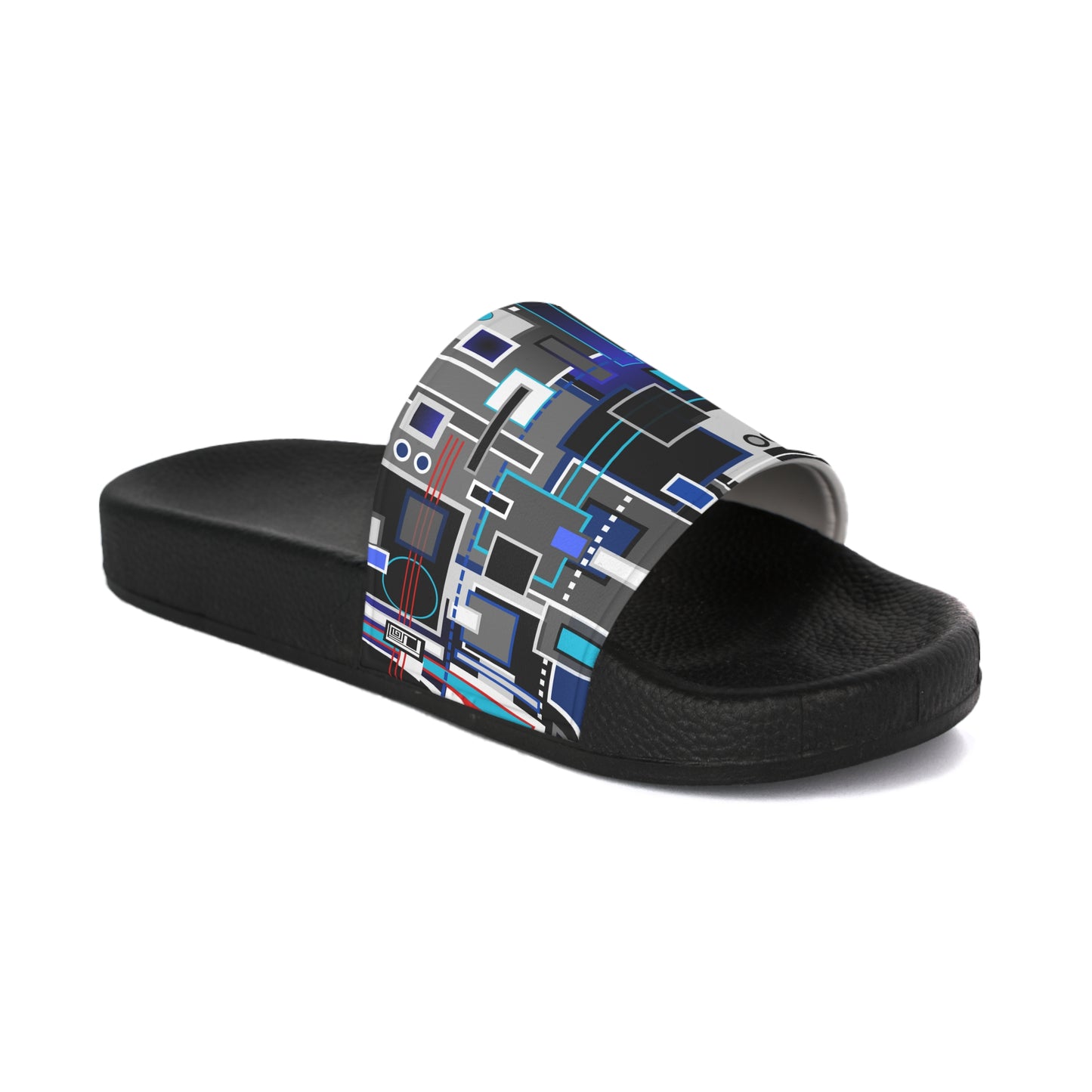 Women's Slide Sandals - No. 235 - Squared 2 - (Navy, Blue, Grey, Black) - By Irish Artist Fiona de Lacy