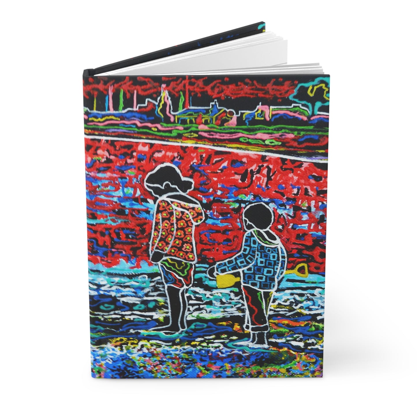 Hardcover Journal Matte (Lined) - No. 210 'Indigo Children' (M&J) - By Irish Artist Fiona de Lacy - Multicoloured