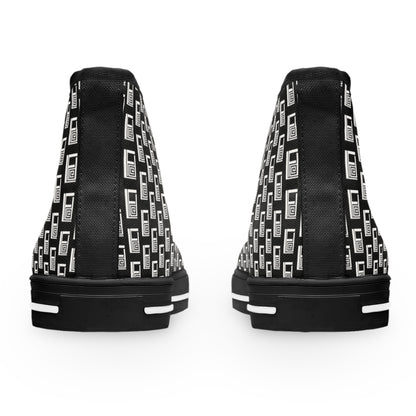 Women's High Top Sneakers - No. 000 - White Logo On Black - By Irish Artist Fiona de Lacy