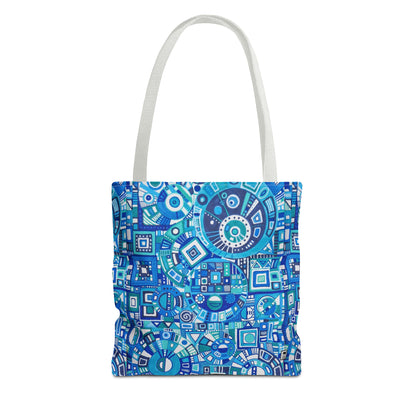 Tote Bag  - No. 262 Geometric Blue - By Irish Artist Fiona de Lacy