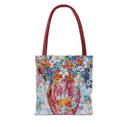 Tote Bag  - No. 245 - Flowers In Red Vase