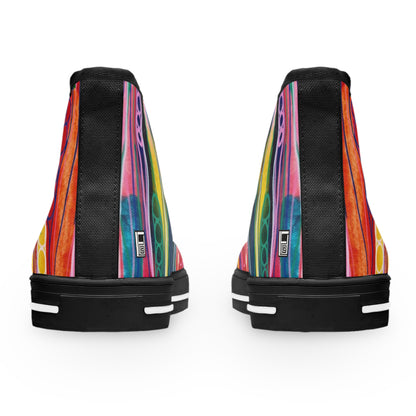 Women's High Top Sneakers, No. 237 B 'Pods' Orange Heel - Multicoloured - Designed by Irish Artist Fiona de Lacy