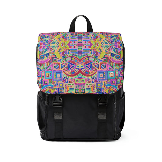 Casual Shoulder Backpack,  No. 260 B Multicoloured Abstract -  By Irish Artist Fiona de Lacy