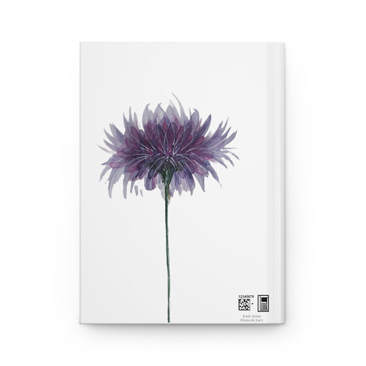 Hardcover Journal Matte (Lined) - No. 268 - Purple Flower on White - By Irish Artist Fiona de Lacy