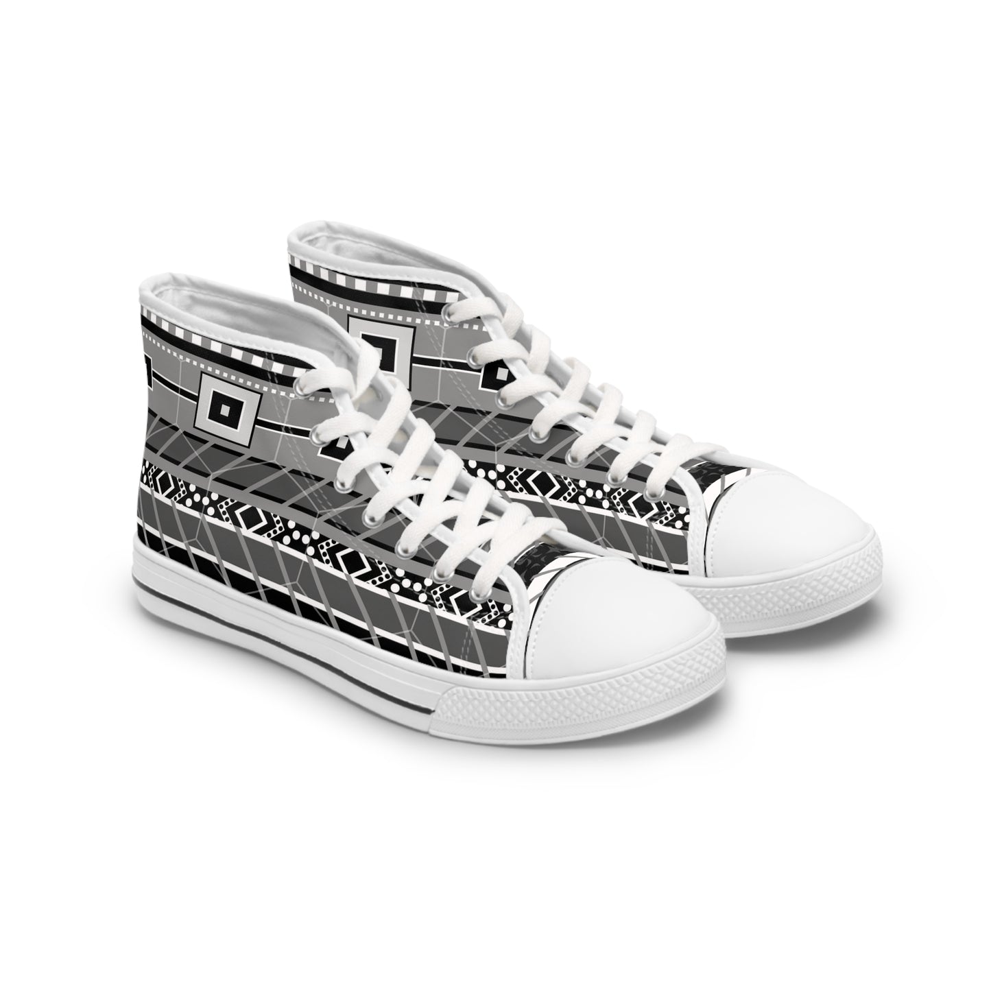 Women's High Top Sneakers - No. 298 A  - Black, Grey, White Stripe  - By Irish Artist Fiona de Lacy