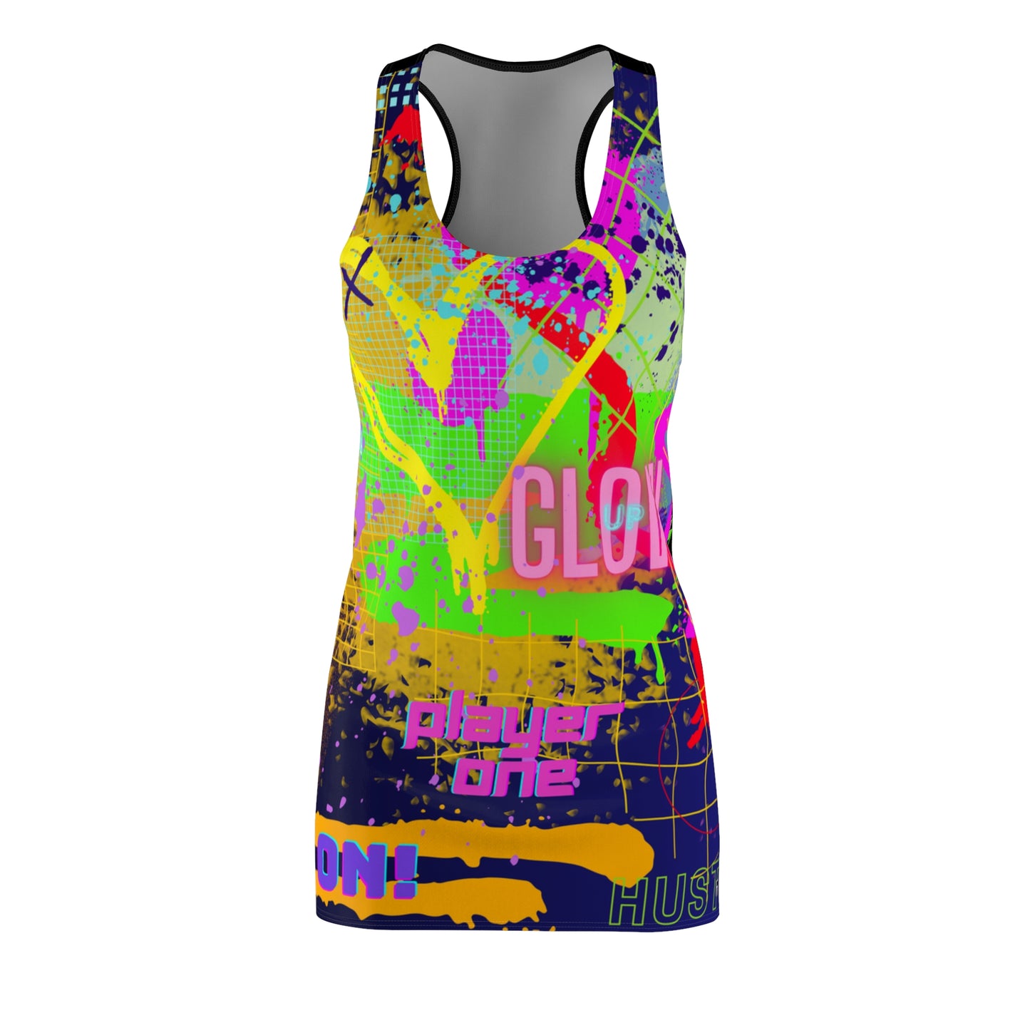 Women's Cut & Sew Racerback Dress - No 232 - 'Glow' Graffiti