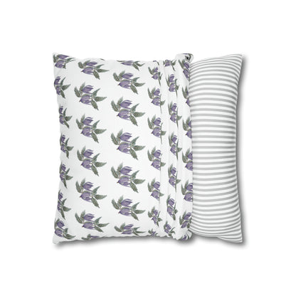 Cushion Pillow Case - No. 270 - Purple Drop Flowers on White