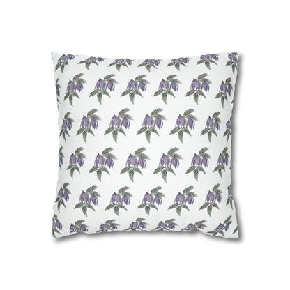 Cushion Pillow Case - No. 270 - Purple Drop Flowers on White