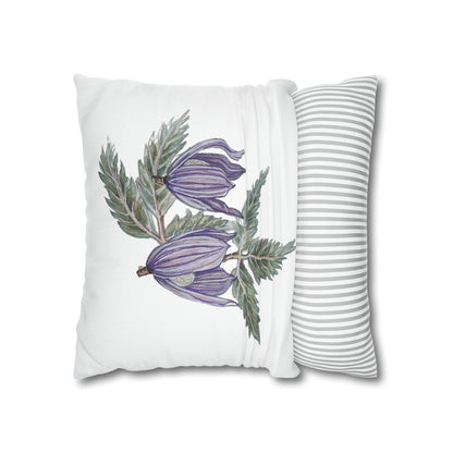 Cushion Pillow Case - No. 270 Purple Drop Flowers on White