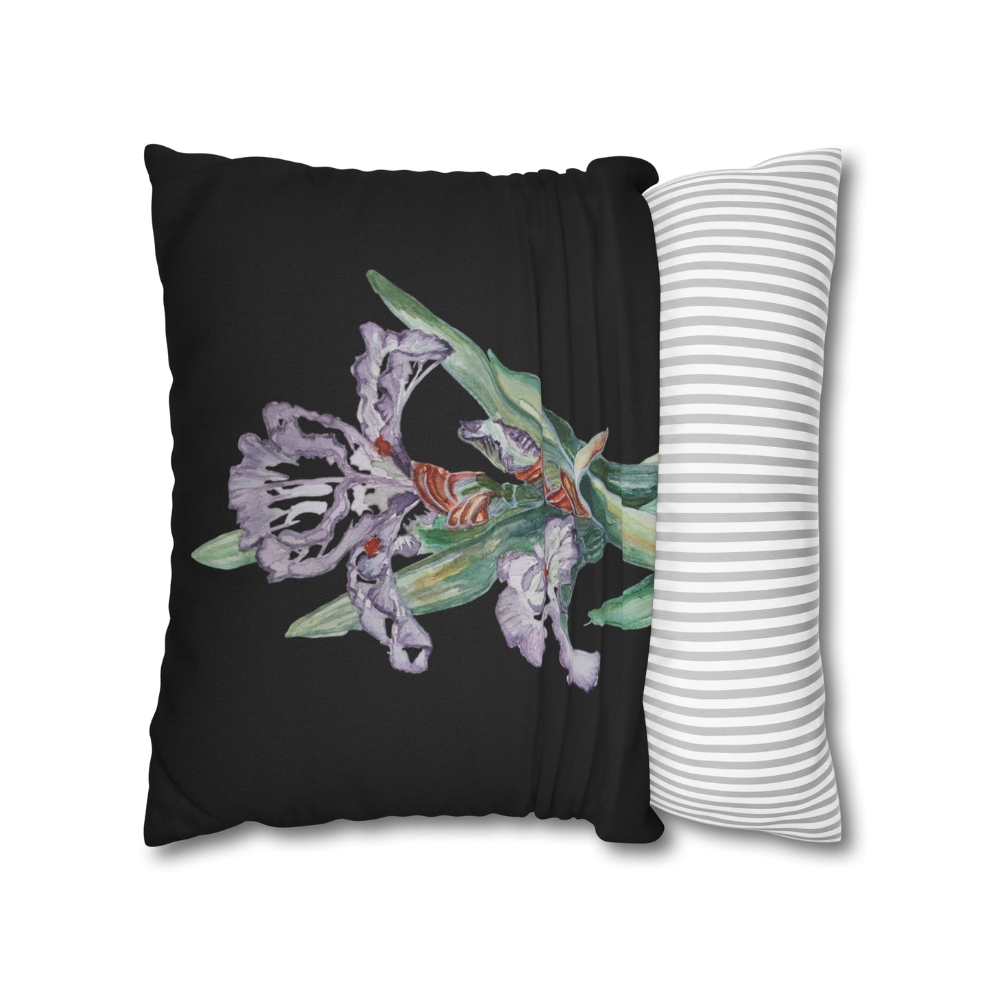 Cushion Pillow Case - No. 272 - Purple Orchid on Black