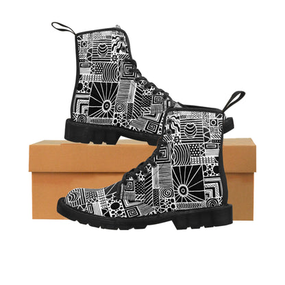 Women's Canvas Boots - No 252 - Black & White