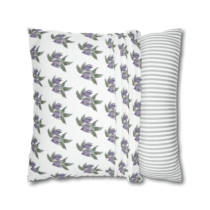 Cushion Pillow Case - No. 270 - Purple Drop Flowers on White