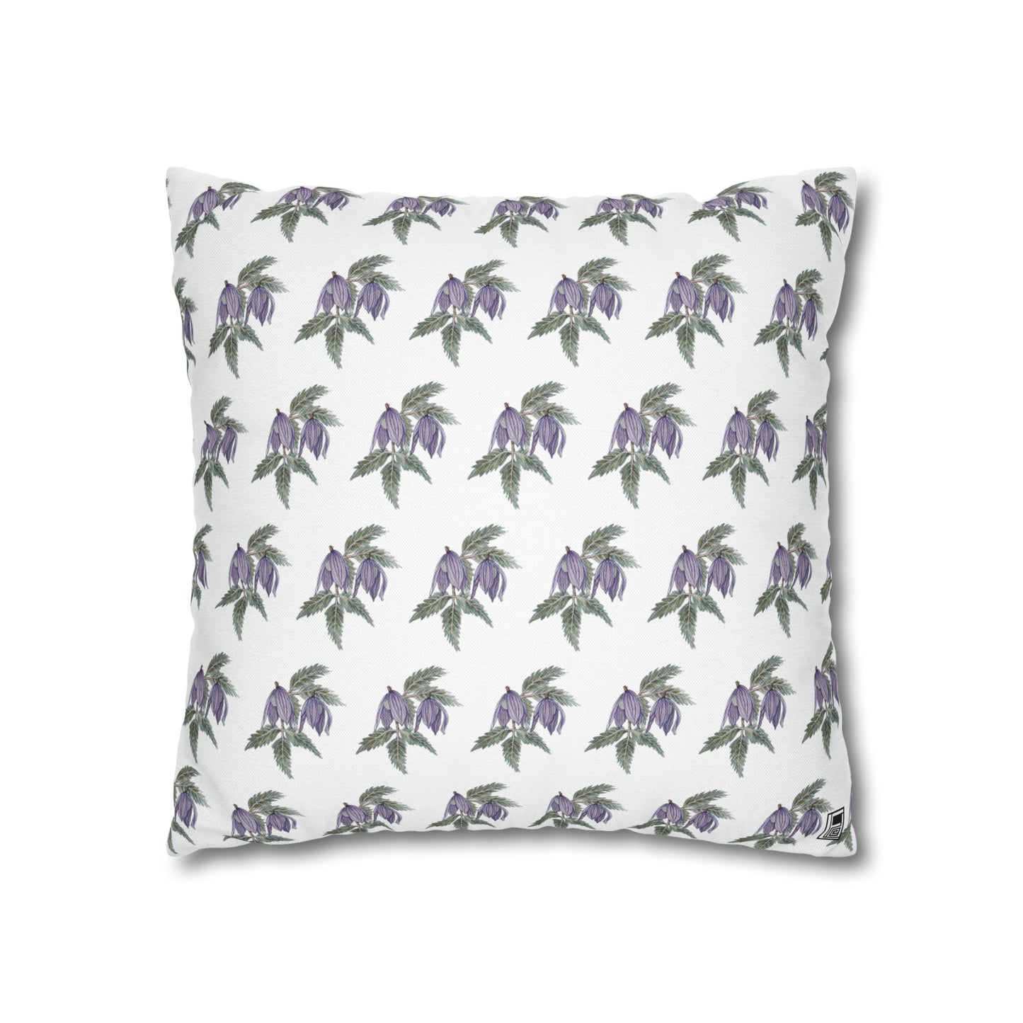 Cushion Pillow Case - No. 270 - Purple Drop Flowers on White