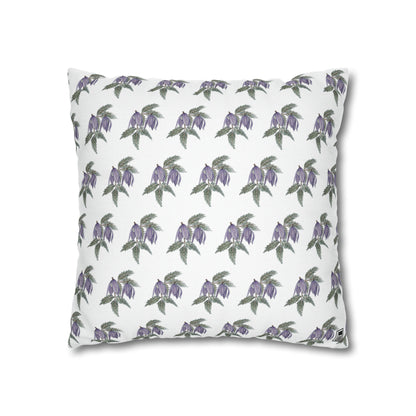 Cushion Pillow Case - No. 270 - Purple Drop Flowers on White