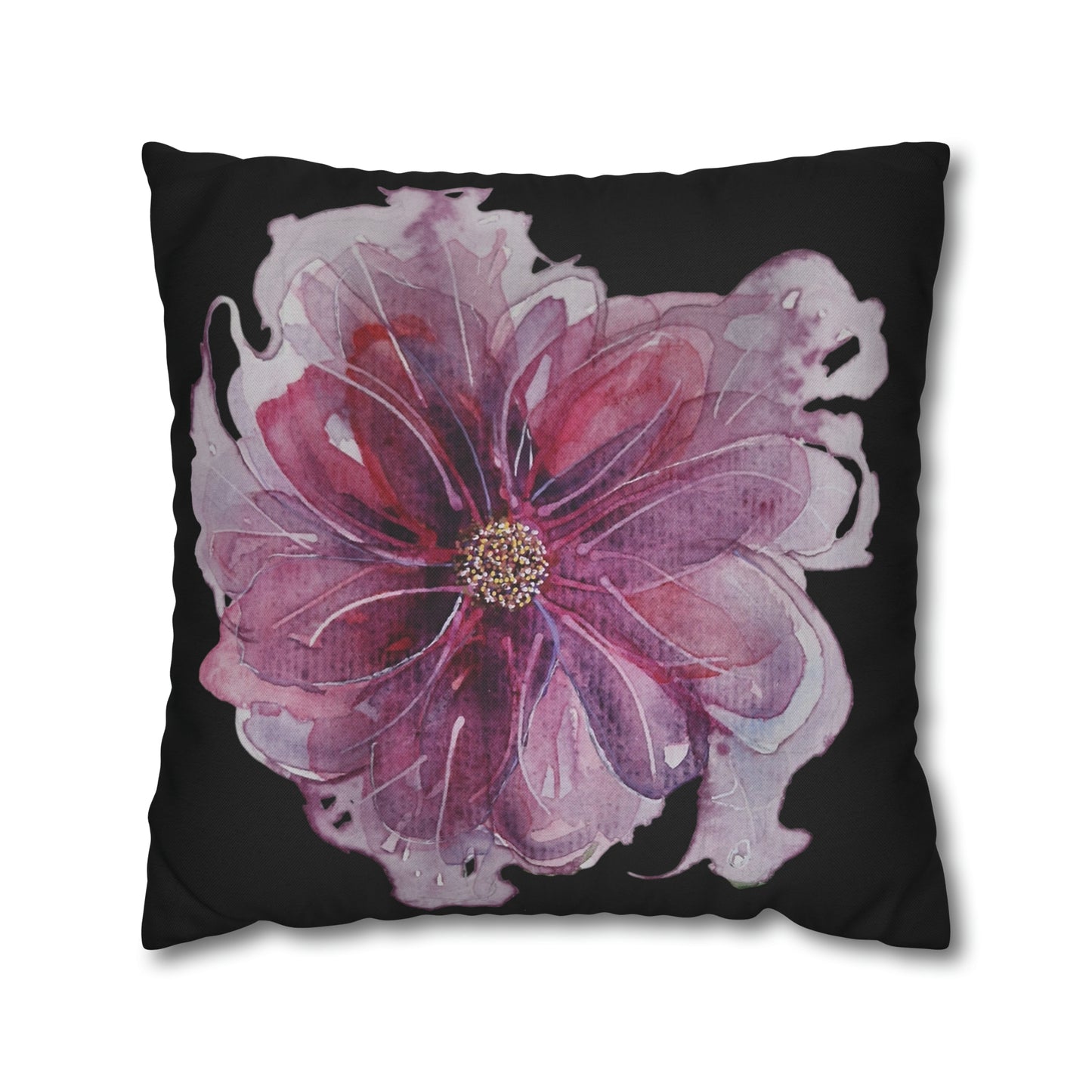 Cushion Pillow Case - No 269 Pink / Purple Flower on Black