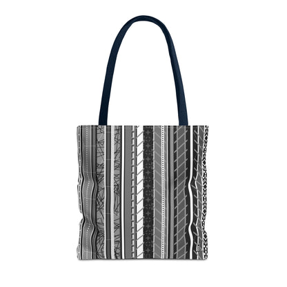 Tote Bag  - No. 298 A -  Black, White, Grey Stripes