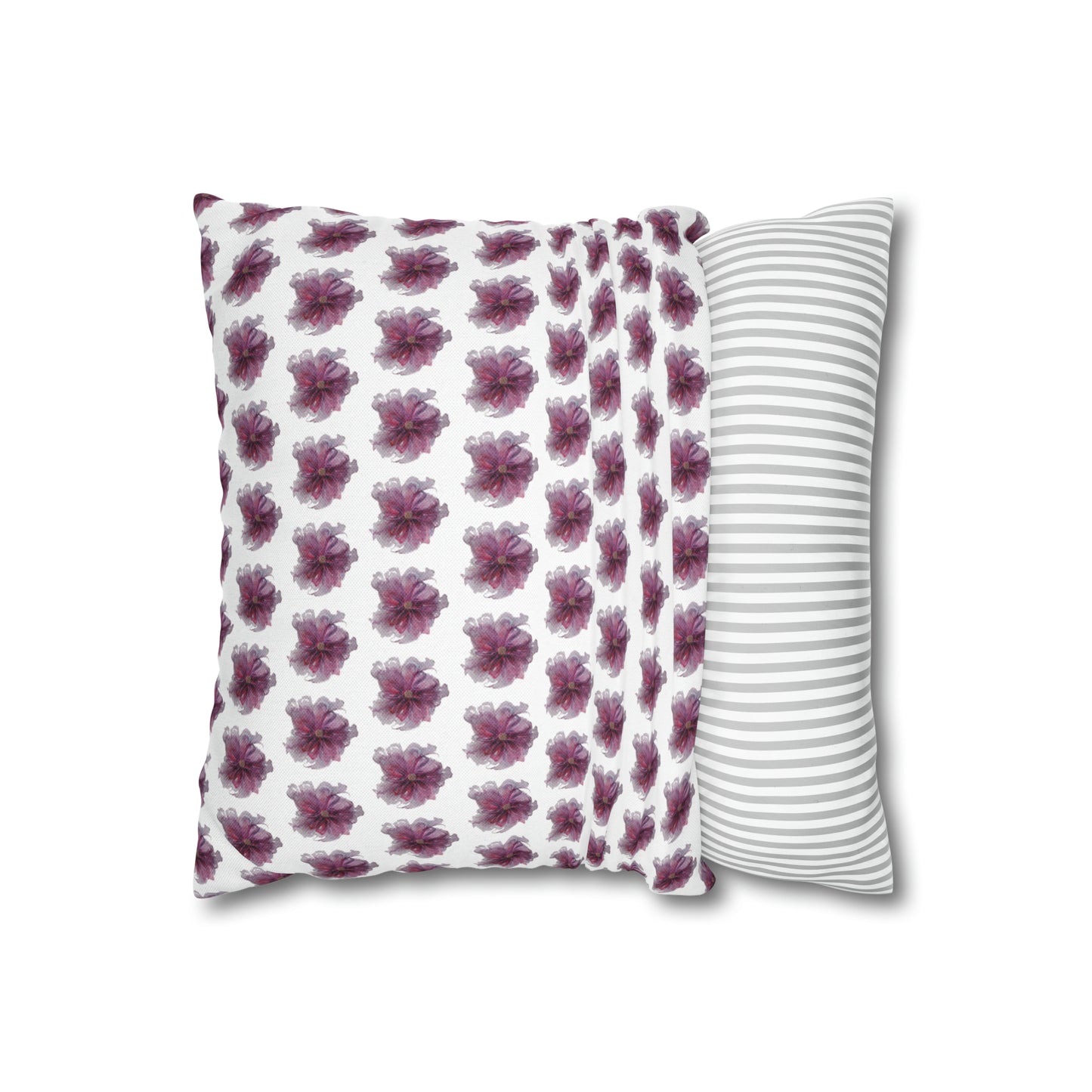 Cushion Pillow Case - No 269 Pink / Purple Flower on White