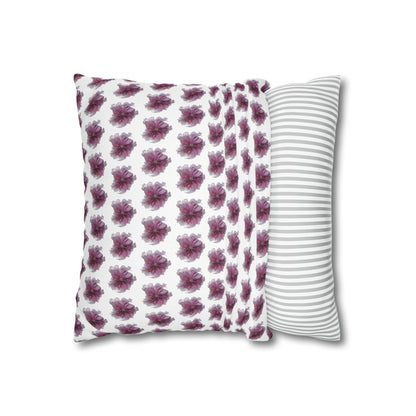 Cushion Pillow Case - No 269 Pink / Purple Flower on White