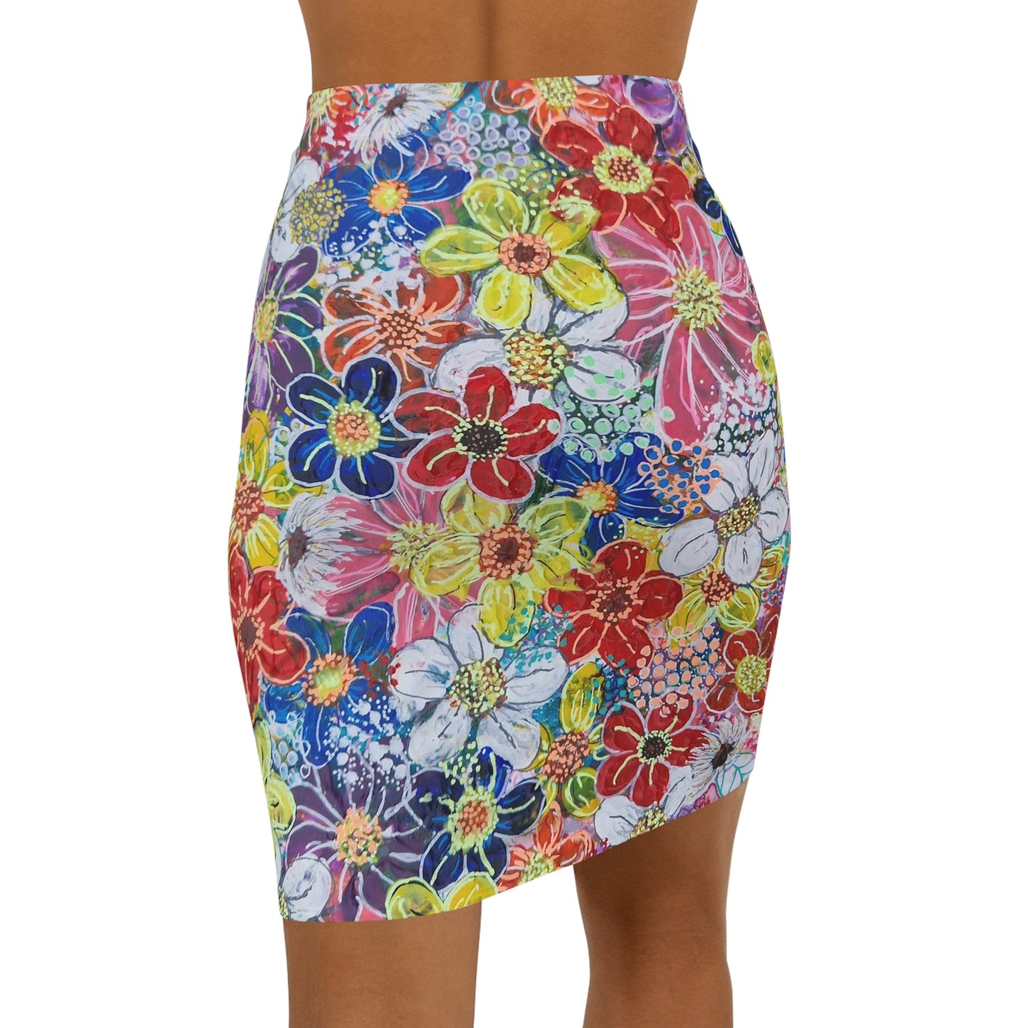 Women's Mini Skirt - No. 241 - Flowers on Pink