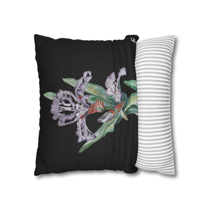 Cushion Pillow Case - No. 272 - Purple Orchid on Black