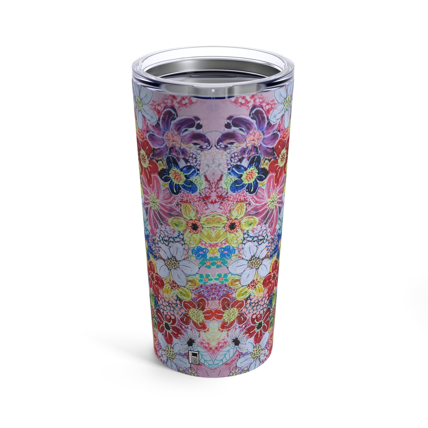 Tumbler 20oz - No.  241 - Multicoloured Flowers - By Irish Artist Fiona de Lacy