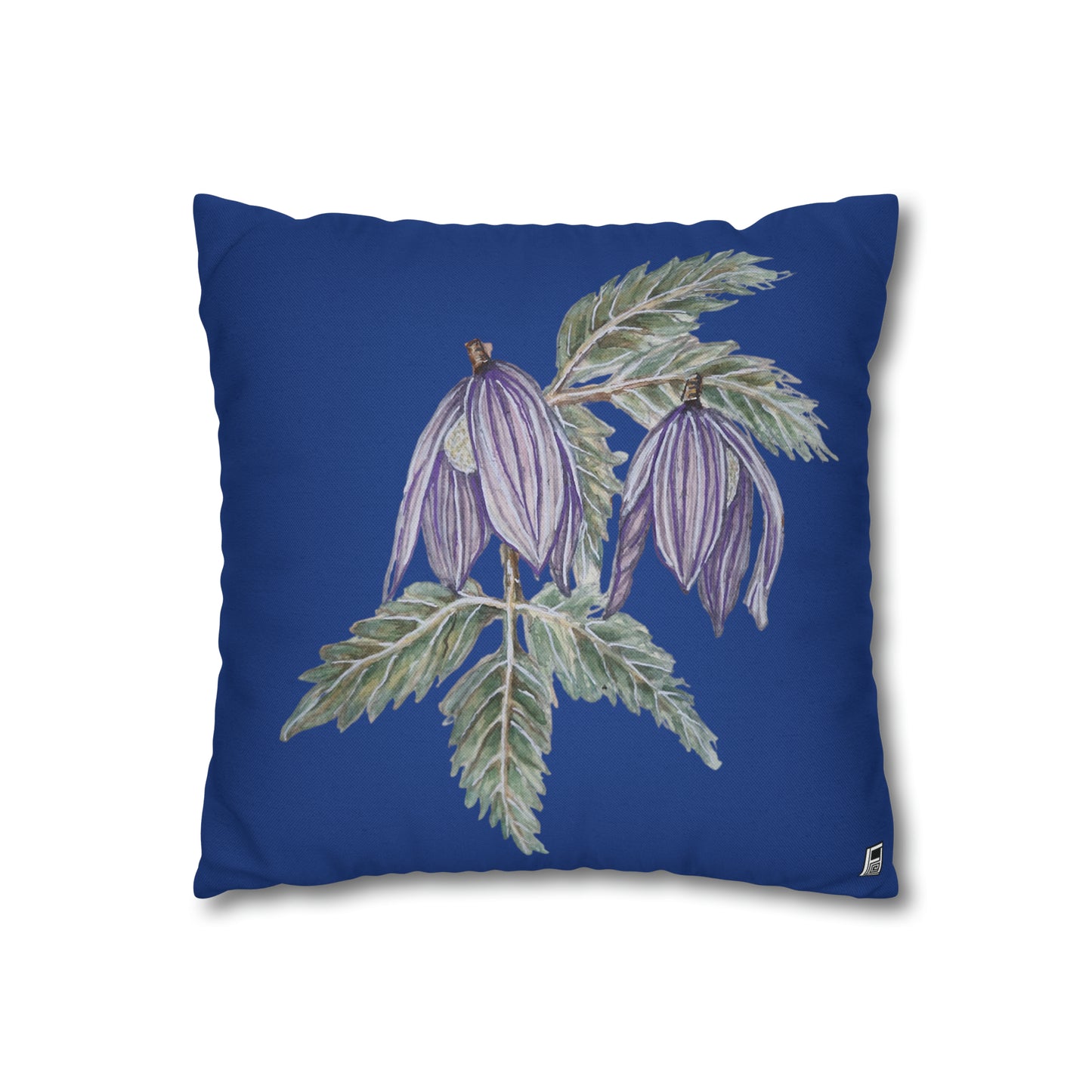 Cushion Pillow Case - No. 270 - Purple Drop Flowers on Navy Blue