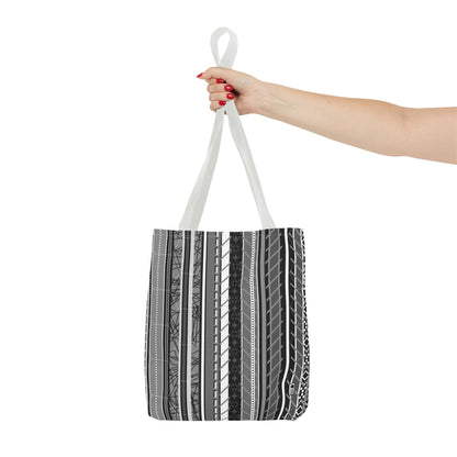 Tote Bag  - No. 298 A -  Black, White, Grey Stripes