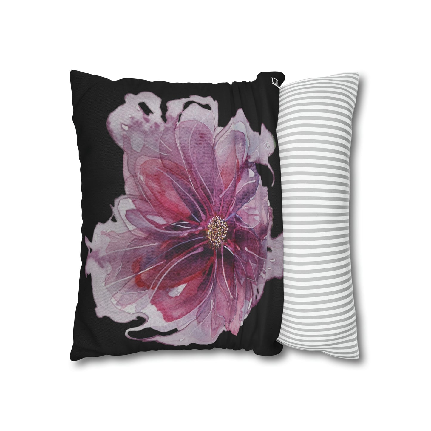 Cushion Pillow Case - No 269 Pink / Purple Flower on Black