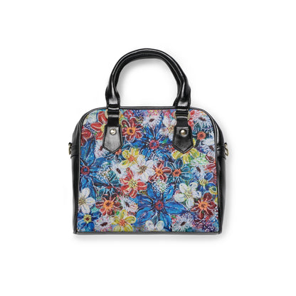 Shoulder Handbag - No. 242 - Large Blue Flowers