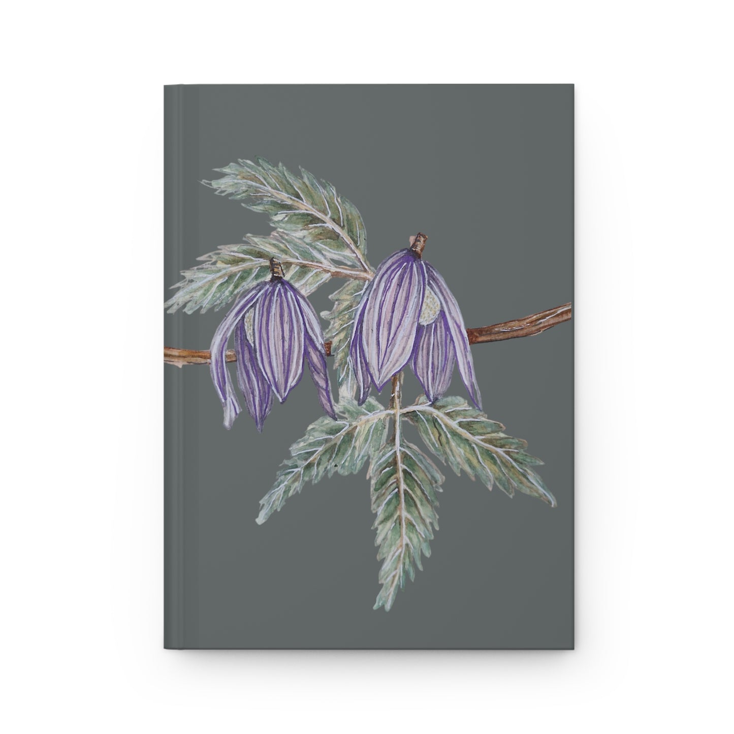 Hardcover Journal Matte (Lined) - No. 270 - Purple Drop Flowers on Grey - By Irish Artist Fiona de Lacy