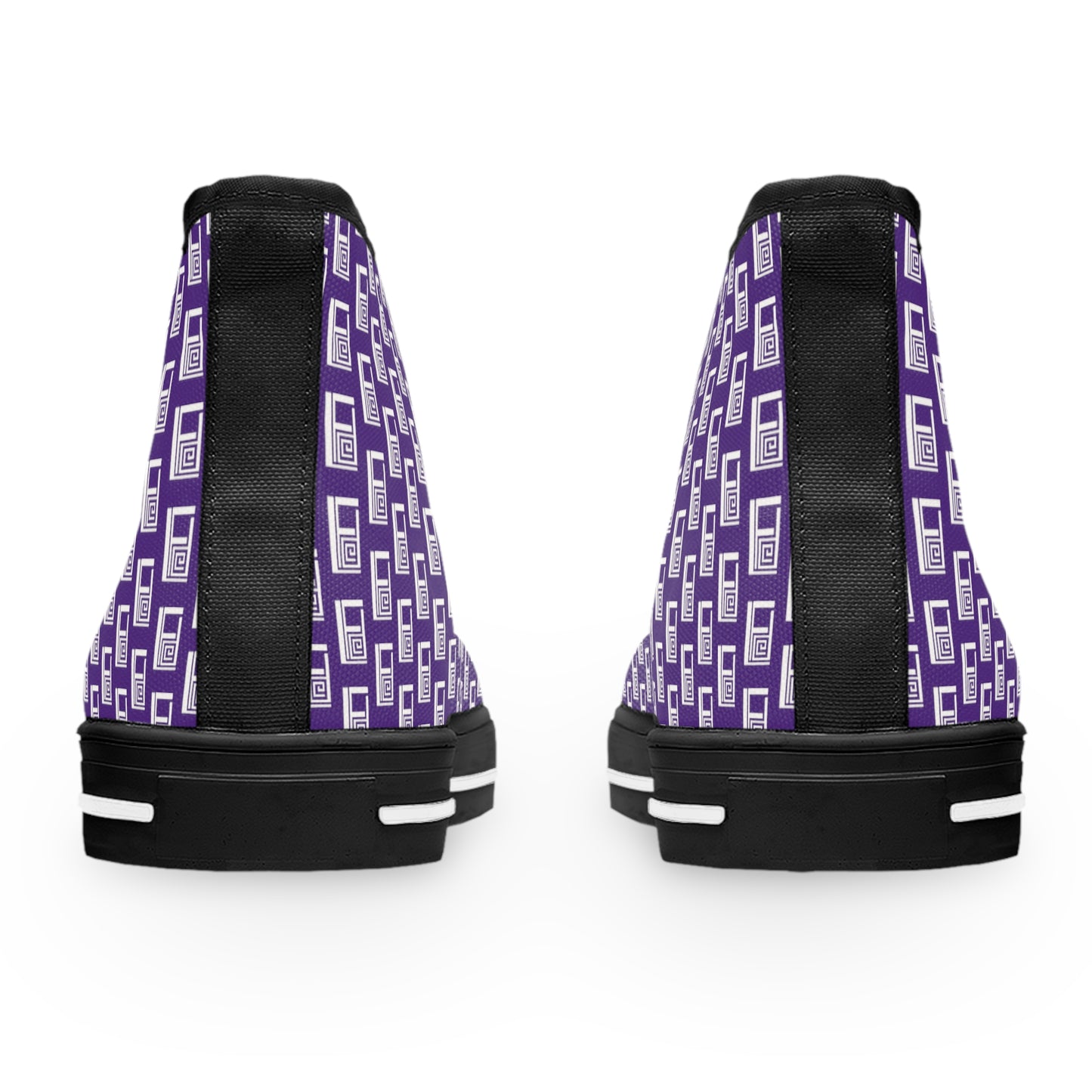 Women's High Top Sneakers - No. 000PE - White Logo On Purple - By Irish Artist Fiona de Lacy