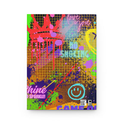 Hardcover Journal Matte (Lined) - No. 232 - 'Glow' Multicoloured Graffiti - By Irish Artist Fiona de Lacy