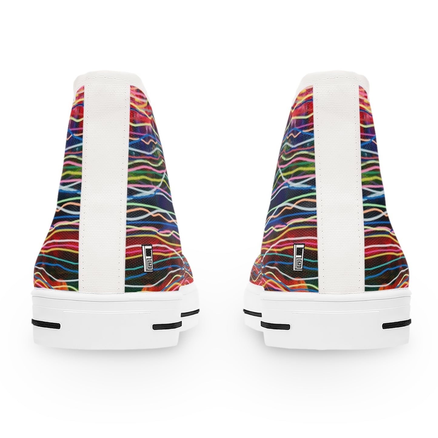 Women's High Top Sneakers, No. 236 - Oceans - Multicoloured lines - By Irish Artist Fiona de Lacy