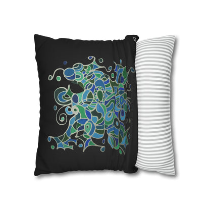 Cushion Pillow Case - No. 146 -  'Bird of Paradise' on Black