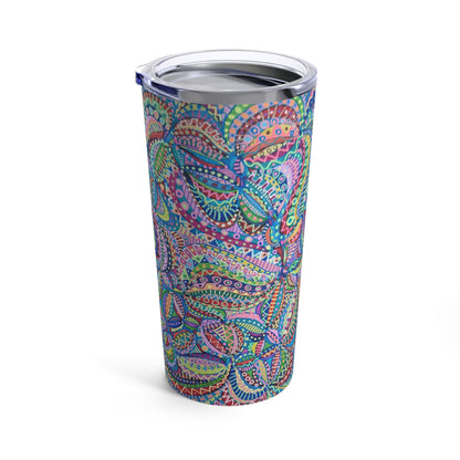 Tumbler 20oz - No.  255 Multicoloured abstract - By Irish Artist Fiona de Lacy