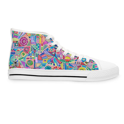 Women's High Top Sneakers, No. 258 - Multicoloured Abstract - By Irish Artist Fiona de Lacy