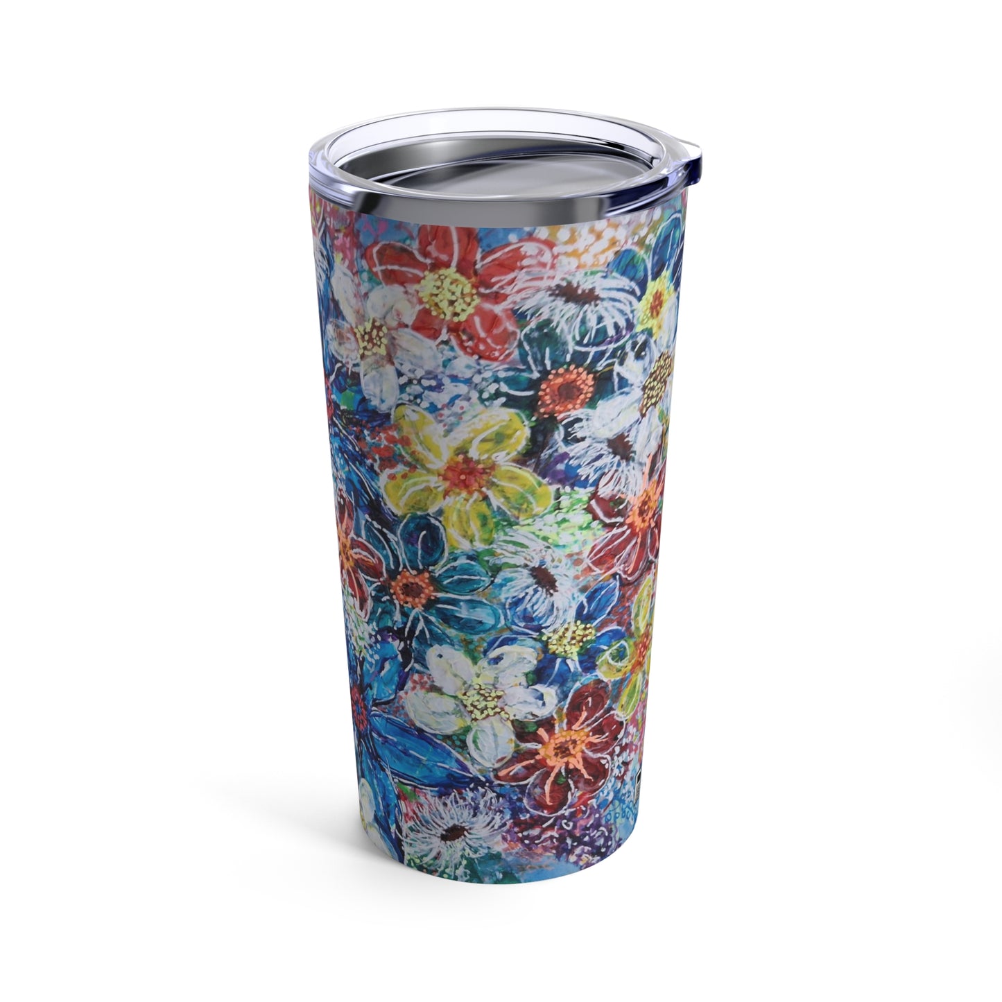 Tumbler 20oz - No.  242 - By Irish Artist Fiona de Lacy - Multicoloured Flowers