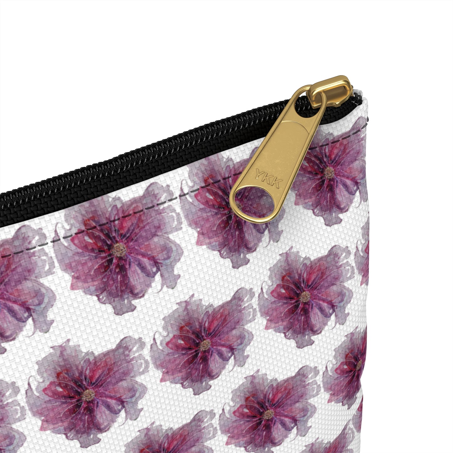 Make Up Bag - No. 269 - Purple & Pink Flower on White